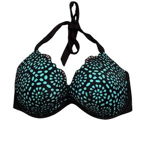 🆕 Shade & Shore Swim Suit Top Mint/Aqua Color with Black Overlay 38 DD